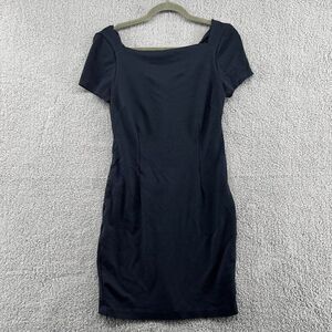Banana Republic mid length short sleeve black Dress V back Size 0 Elegant Black